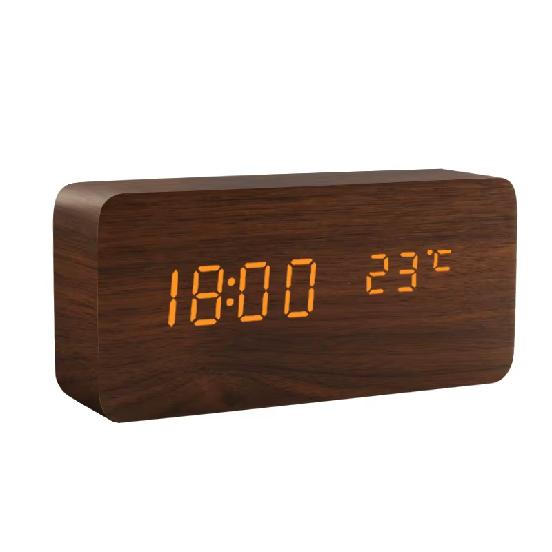 Lampe de chevet Réveil LED en Bois - Opale