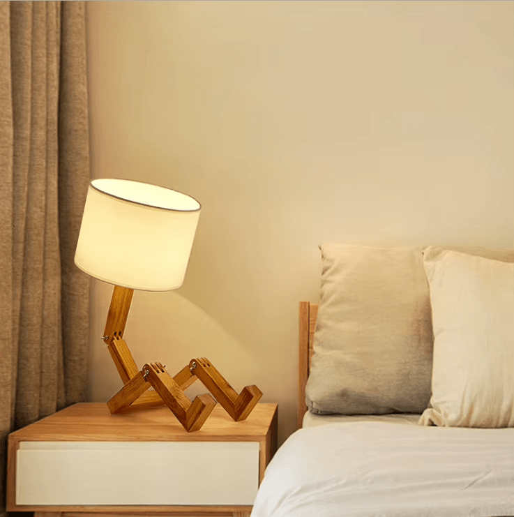 Lampe de chevet Bois en forme de Robot - Opale