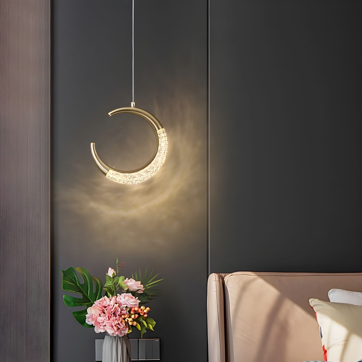 Lampe de chevet Lune Suspendue en Cristal