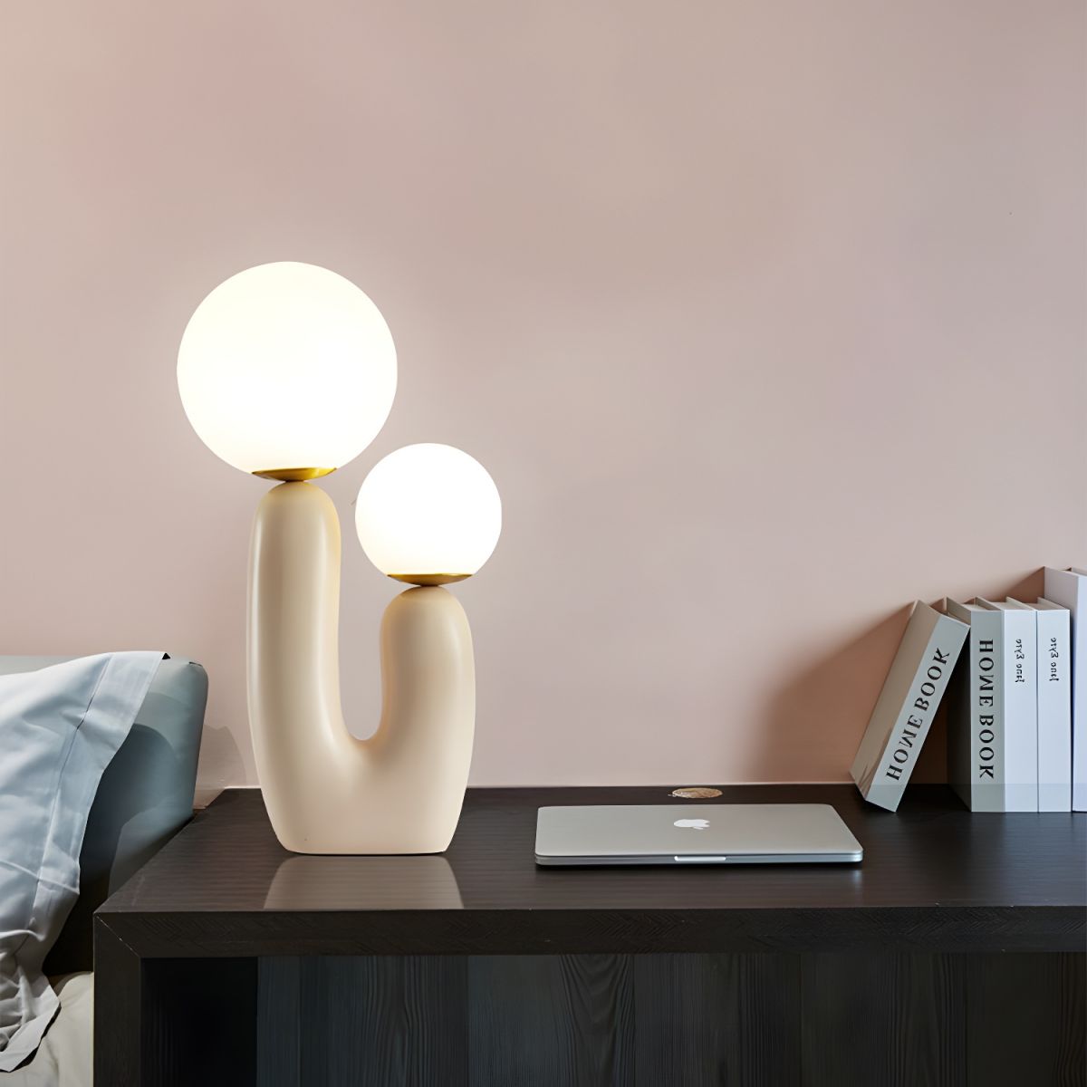 Lampe de chevet 2 Boules Blanches Moderne