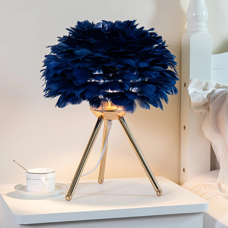 Lampe de chevet en Plumes de Cygne