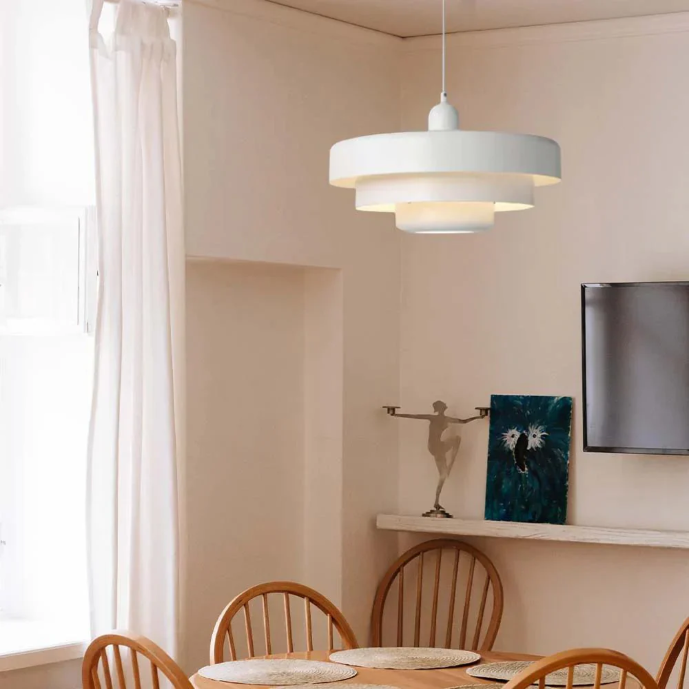 Lampede Chevet Suspendue style Nordique Retro Blanc