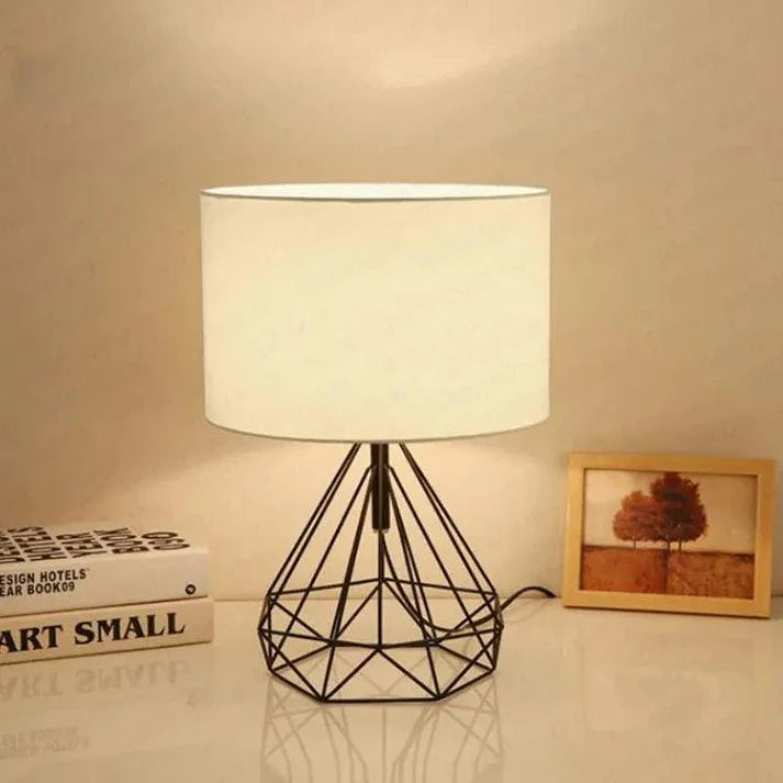 Lampe de Chevet Géométrique et Abat-Jour en Lin