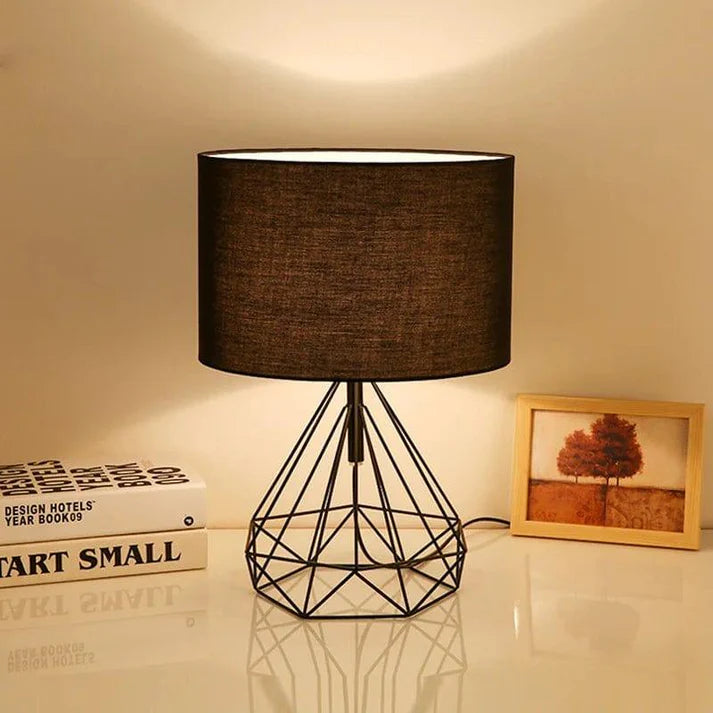 Lampe de Chevet Géométrique et Abat-Jour en Lin