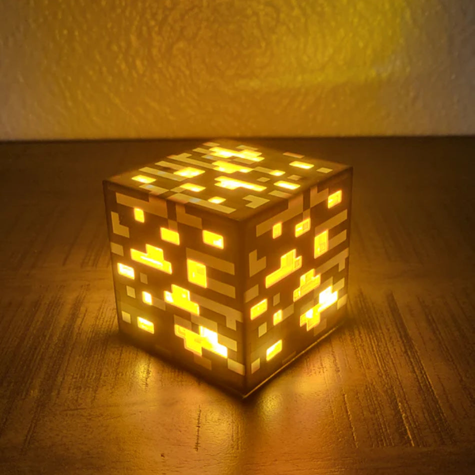 Lampe de chevet minerai minecraft gold