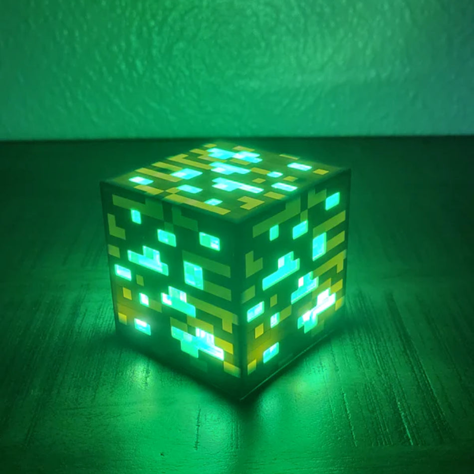 Lampe de chevet minerai minecraft emeraude