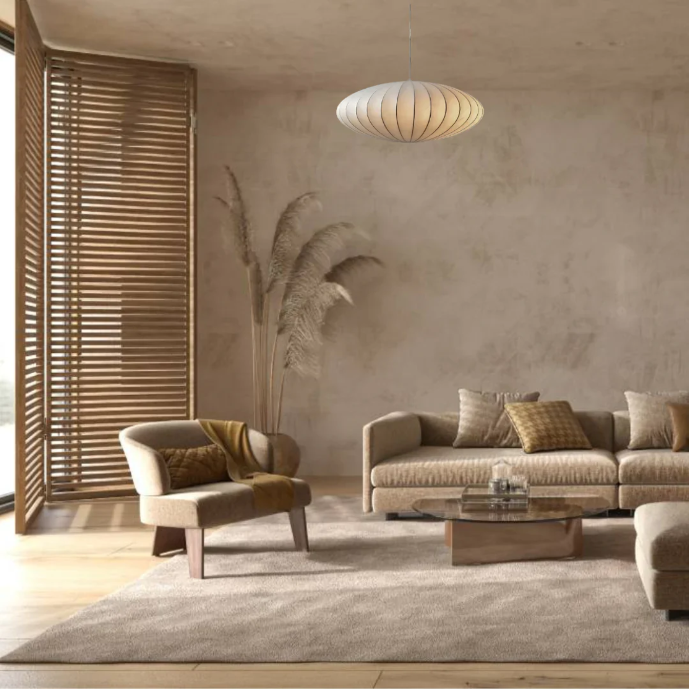 Lampe de Chevet Suspendue en Soie Plissée Asiatique