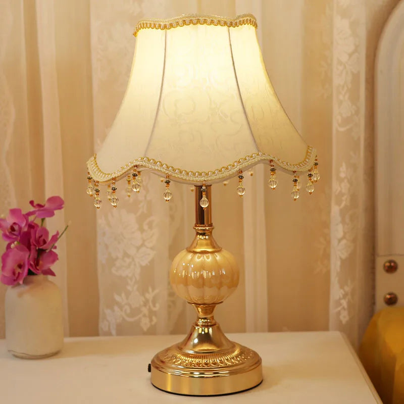 Lampe de chevet Baroque avec Abat-Jour en Tissu