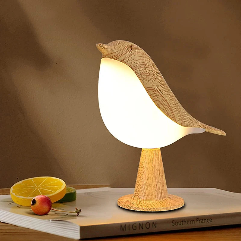 Lampe de chevet Oiseau Tactile LED en Bois