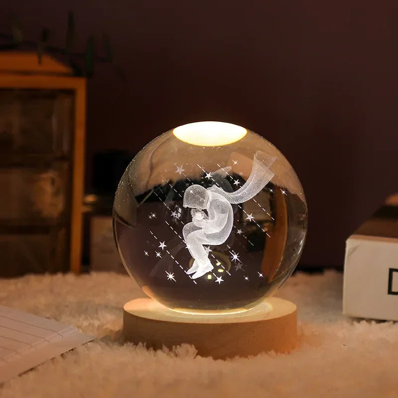 Lampe de chevet USB Sphère Féerique - Opale