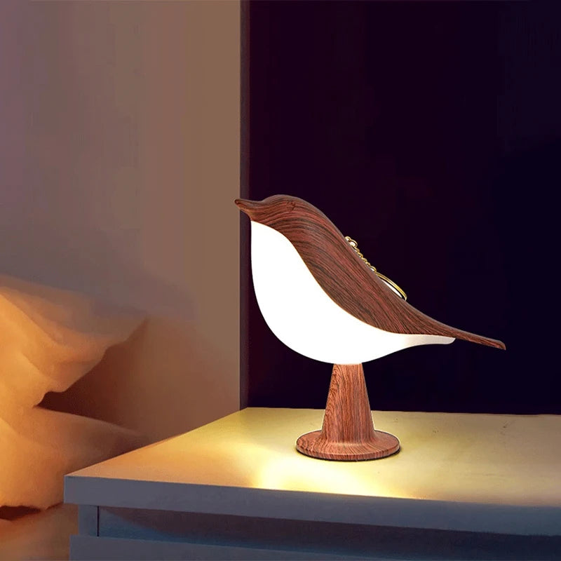 Lampe de chevet Oiseau Tactile LED en Bois