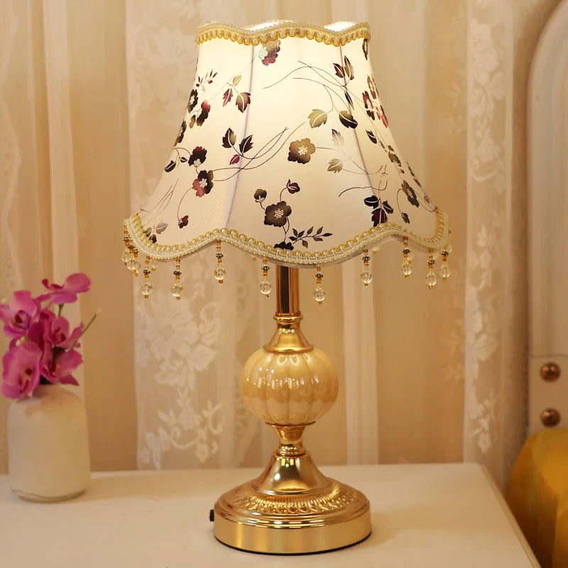 Lampe de chevet Baroque avec Abat-Jour en Tissu