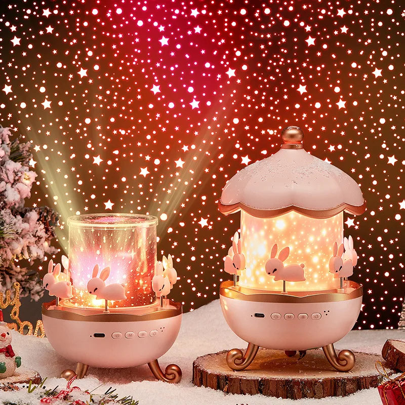 Lampe de chevet Bébé Fille avec Lapin à Projection Étoilé - Opale