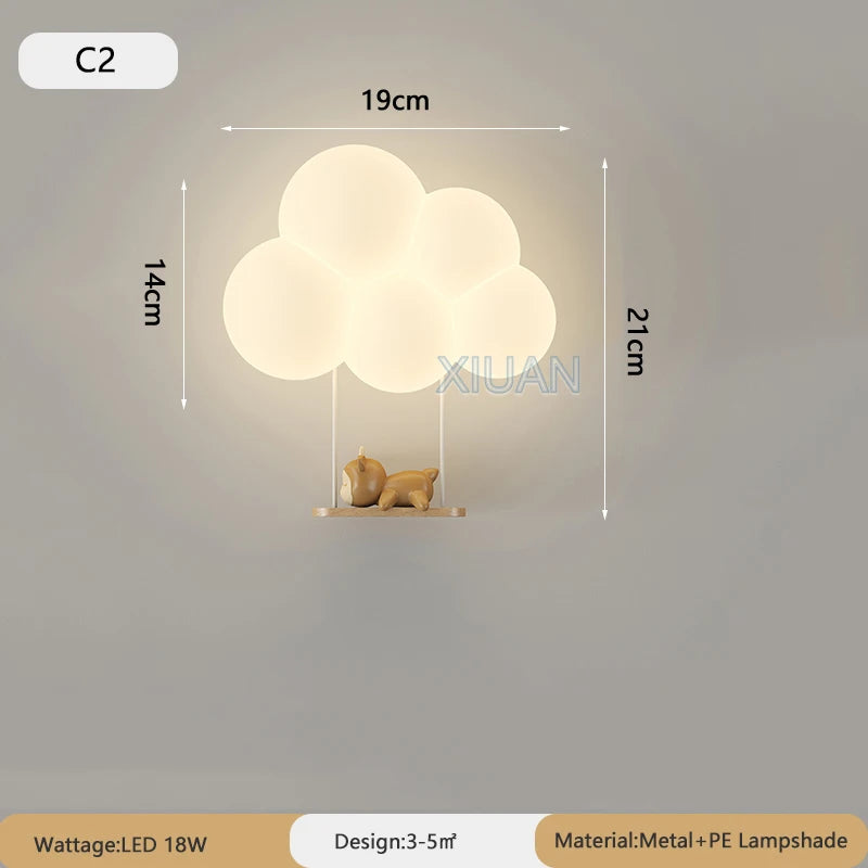 Lampe de chevet Murale Nuage Blanc pour Enfant