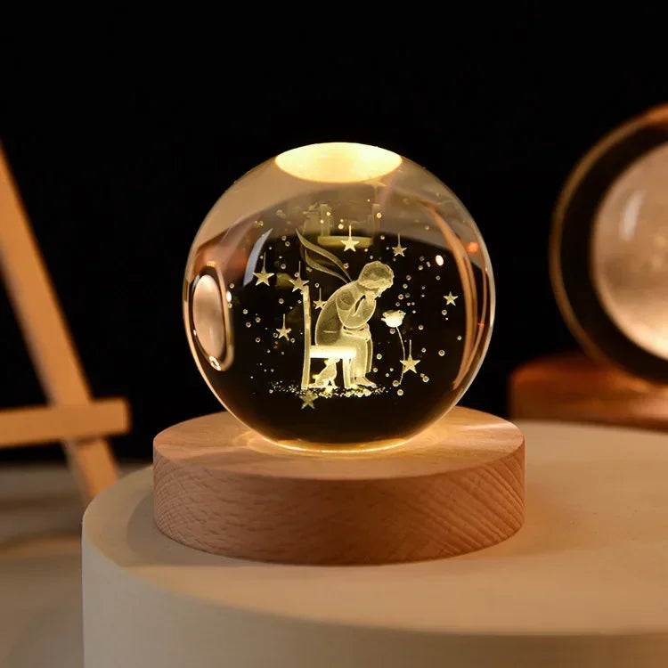 Lampe de chevet USB Sphère Féerique - Opale