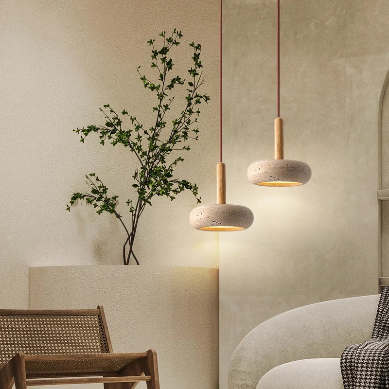 Lampe de chevet LED Suspendue en Pierre Design