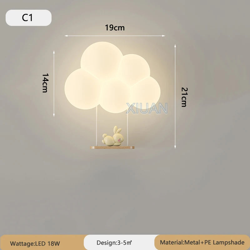 Lampe de chevet Murale Nuage Blanc pour Enfant