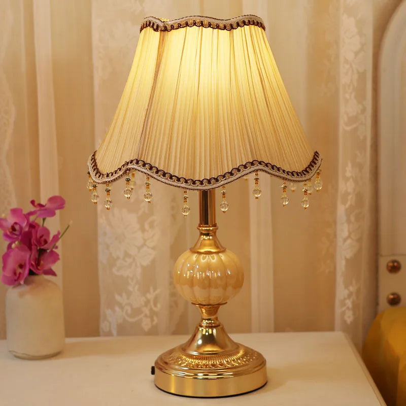 Lampe de chevet Baroque avec Abat-Jour en Tissu