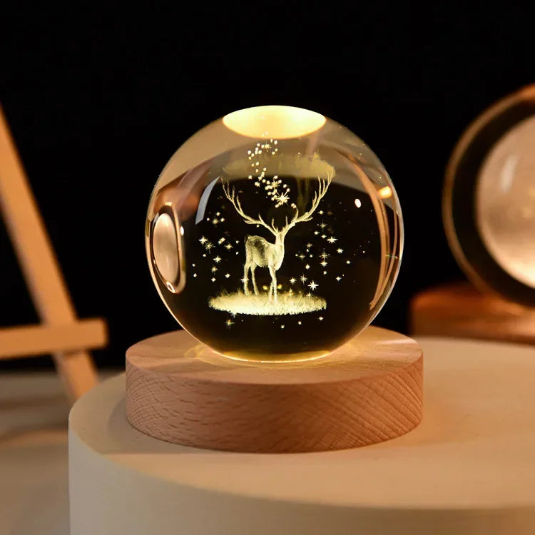 Lampe de chevet USB Sphère Féerique - Opale