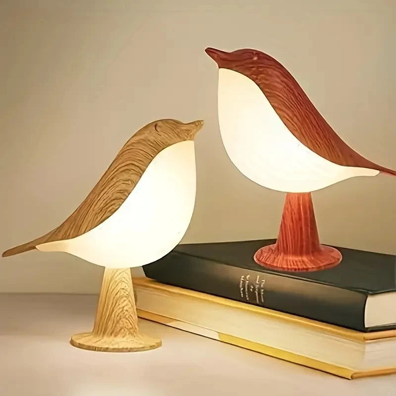 Lampe de chevet Oiseau Tactile LED en Bois