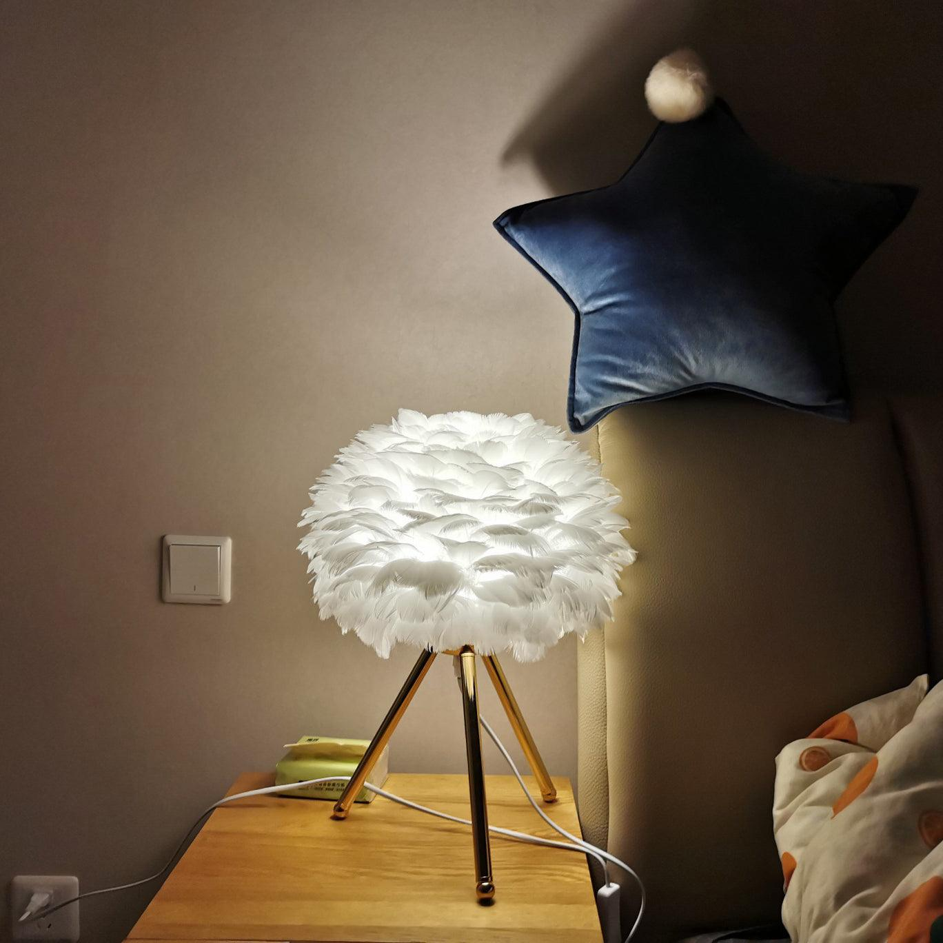 Lampe de chevet en Plumes de Cygne