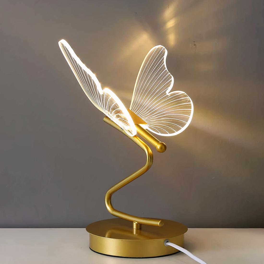 Lampe de chevet Papillon dorée LED