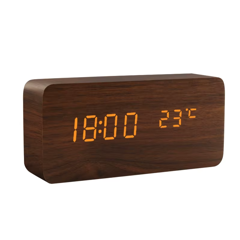 Lampe de chevet Réveil LED en Bois